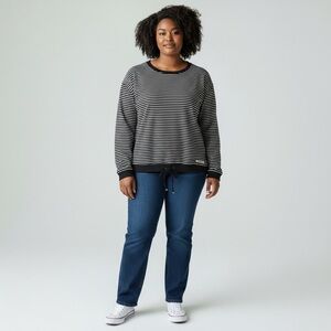 Liz & Co Navy stripe cotton pullover - Ladies Large